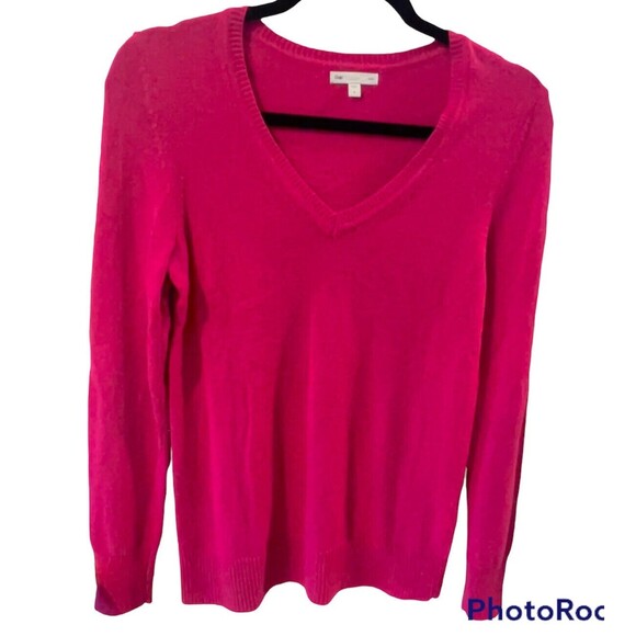 Gap Luxe Sweater Womens Small Pink Angora V-Neck layering casual preppy feminine - Picture 1 of 7
